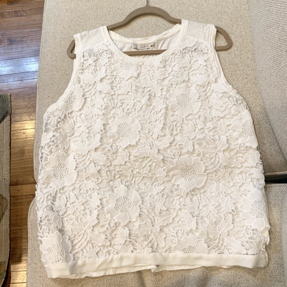 Ann Taylor Loft White Eyelet Tank